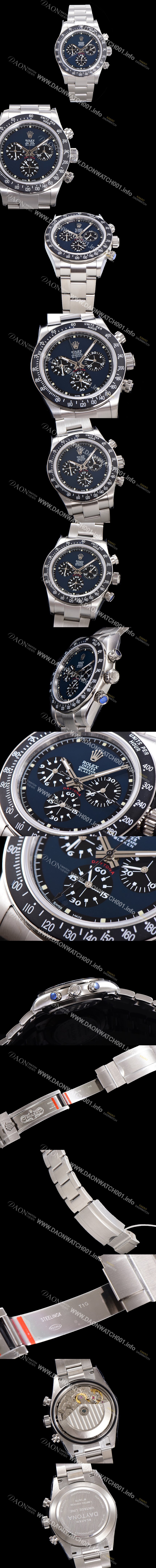 미러급 로렉스 남성용 데이토나 6263 오토매틱 크로노그래프 ETA 7750-2 타입 40mm 메탈줄 블루다이얼  rol6824 Ⅳ