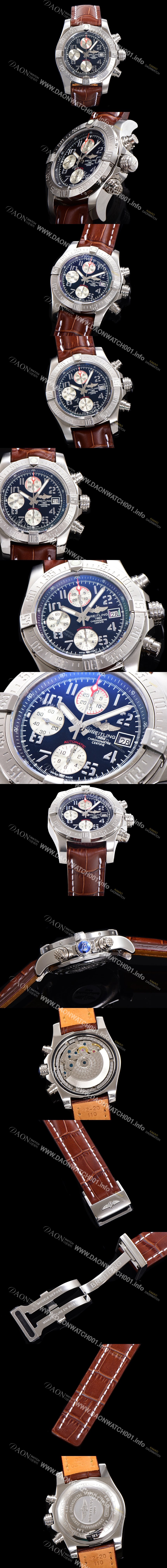 미러급 브라이틀링 남성용 어벤져 크로노그래프 ETA 7750-2 타입 45mm 가죽줄 블랙다이얼 bre8946 Ⅳ