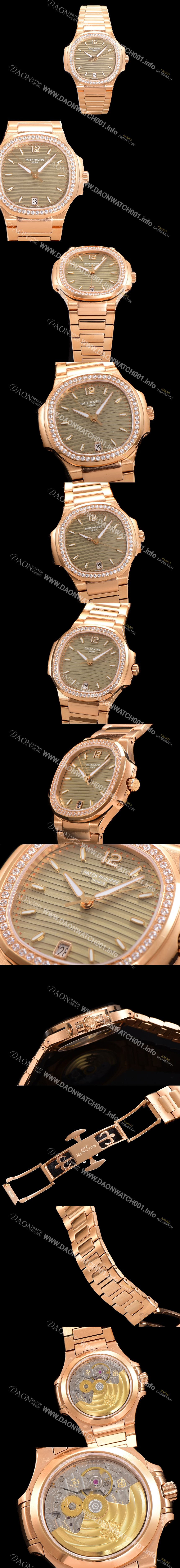 미러급 파텍필립 여성용 노틸러스 7118 레이디스 오토매틱 Cal.324 S C타입 35.2mm 다이아셋팅 18K로즈골드 그레이다이얼 pat6484 Ⅳ