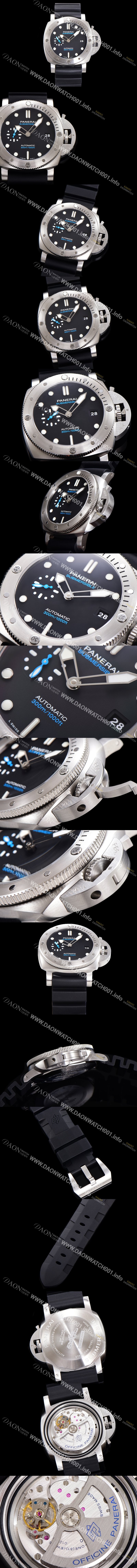 미러급 파네라이 남성용 서브머시블 PAM01229 오토매틱 Cal P. 900 타입 44mm 우레탄 블랙다이얼 pan4406 Ⅳ