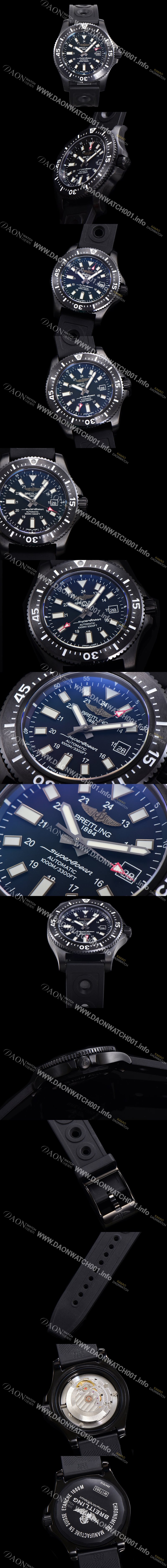 미러급 브라이틀링 남성용 슈퍼오션 스페셜 오토매틱 ETA2824-2 44mm PVD 코팅 케이스 러버우레탄 블랙다이얼 bre4260 Ⅳ