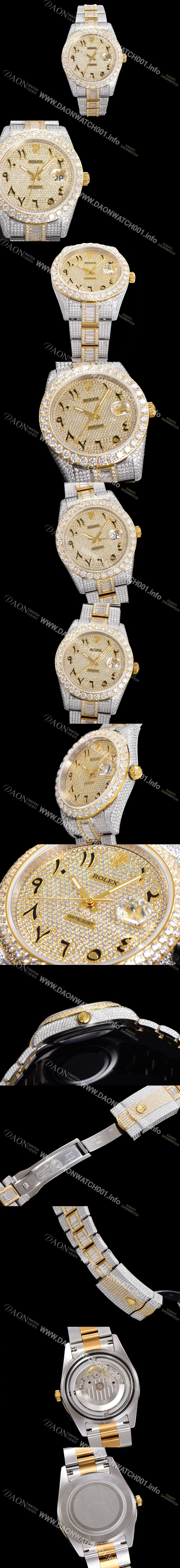 미러급 로렉스 남성용 수제공정형 다이아 18K 옐루골드 튜닝 데이져스트 오토매틱 ETA 2824-2 41mm 보석다이얼 rol30462 Ⅳ