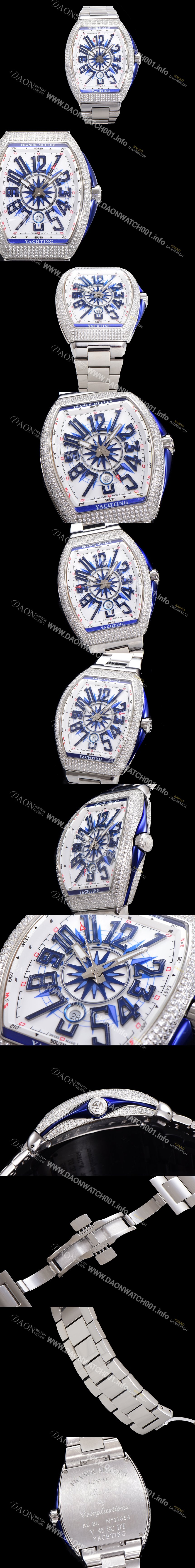 미러급 프랭크뮬러 남성용 1:1수제공정 풀 다이아셋팅 뱅가드 오토매틱 ETA2824 타입 45mm 메탈줄 화이트다이얼 fra8028 Ⅳ