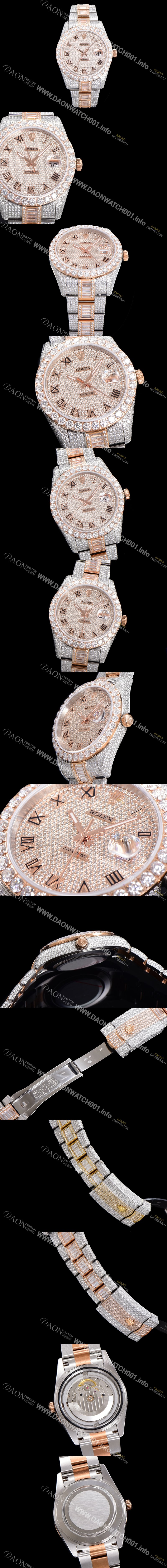 미러급 로렉스 남성용 수제공정형 다이아 18K 로즈골드 튜닝 데이져스트 오토매틱 ETA 2824-2 41mm 보석다이얼 rol44623 Ⅳ