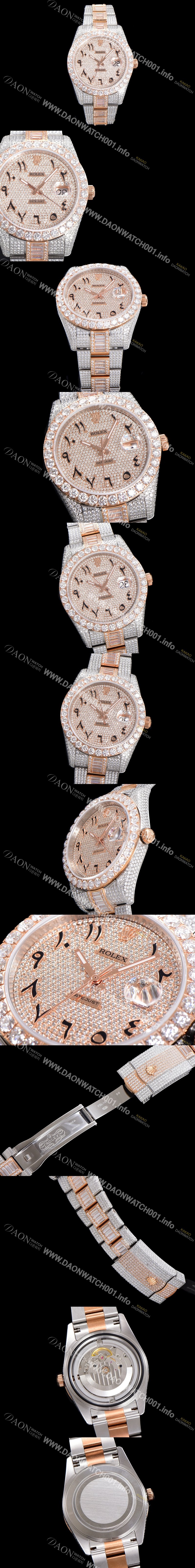 미러급 로렉스 남성용 수제공정형 다이아 18K 로즈골드 튜닝 데이져스트 오토매틱 ETA 2824-2 남성용시계 41mm 보석다이얼 rol23294 Ⅳ