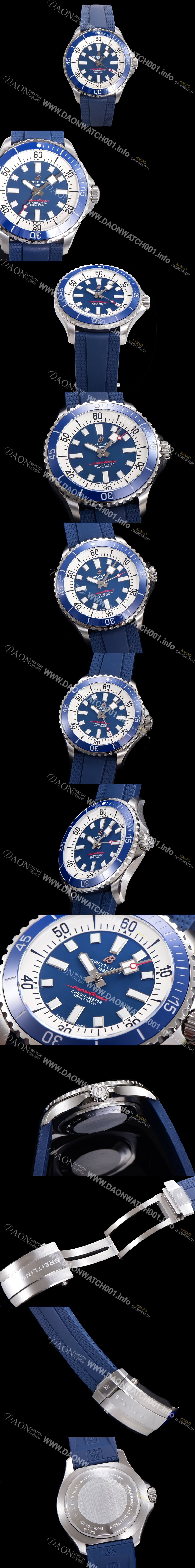 미러급 브라이틀링 뉴 다이버워치 남성용 슈퍼오션 44mm 오토매틱 ETA2824-2 타입 크로노미터 우레탄줄 세라믹베젤 블루다이얼 bre87448 Ⅳ
