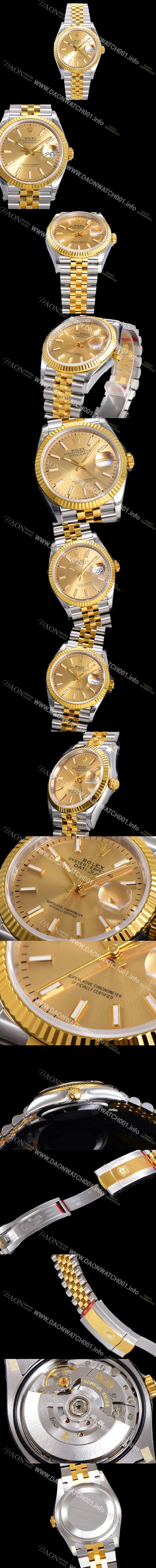 미러급 로렉스 남성용 904L스틸!! 2023신형 데이져스트 36mm II m126233-0015 !! 18K 옐로골드 골드다이얼 브레이슬릿 신형 Cal.3235 오토매틱 무브먼트 ROL29323 Ⅳ