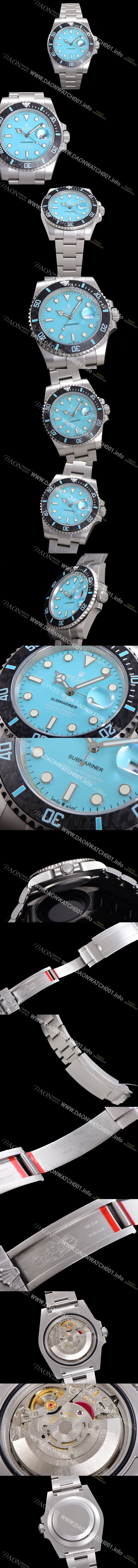 미러급 로렉스 남성용 신형 케이스 업그레이드 러스털러스 스틸 재질 !  서브마리너 오토매틱 Cal.3135 40mm  카본 베젤 메탈줄 블루다이얼 rol26346 Ⅳ