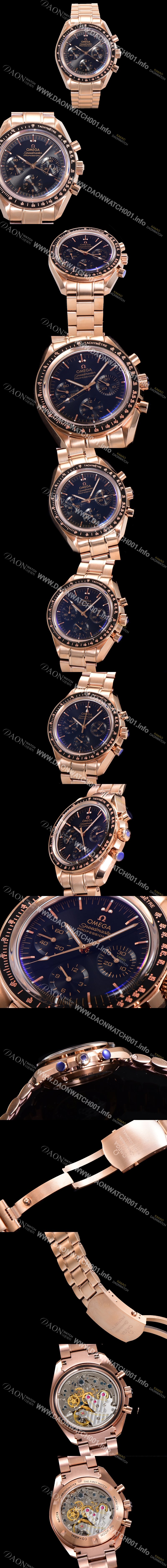 미러급 오메가 남성용 스피드마스터 문워치  프로페셔널 수동기계식 1861타입  42mm 18K 로즈골드 메탈줄 블랙다이얼 omg62429 Ⅳ