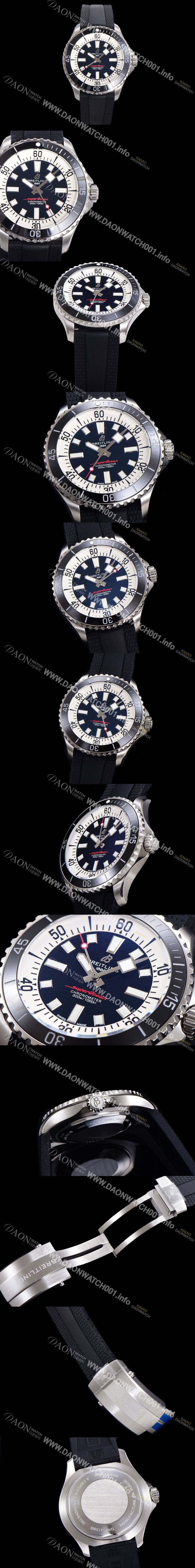 미러급 브라이틀링 뉴 다이버워치 남성용 슈퍼오션 44mm 오토매틱 ETA2824-2 타입 크로노미터 우레탄줄 세라믹베젤 블루다이얼  bre74824 Ⅳ