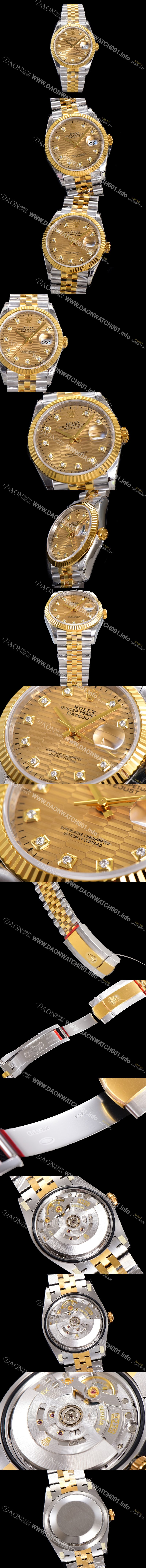 미러급 로렉스 남성용 904L스틸!! 2023신형 데이져스트 36mm II M126233 !! 18K 옐로골드 골드다이얼 브레이슬릿 신형 Cal.3235 오토매틱 무브먼트 ROL29322 Ⅳ