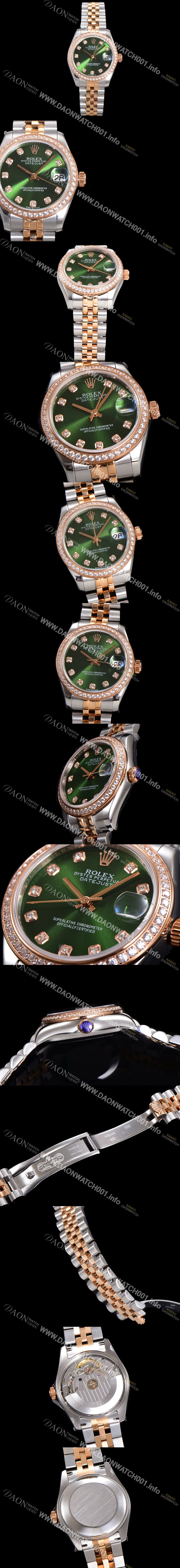 미러급 로렉스 여성용 데이져스트 오이스터 31mm 레이디 오토매틱  18K 로즈골드 투톤콤비 보석/다이아몬드 5열 브레이슬릿 메탈줄 블루다이얼 rol26480 Ⅳ