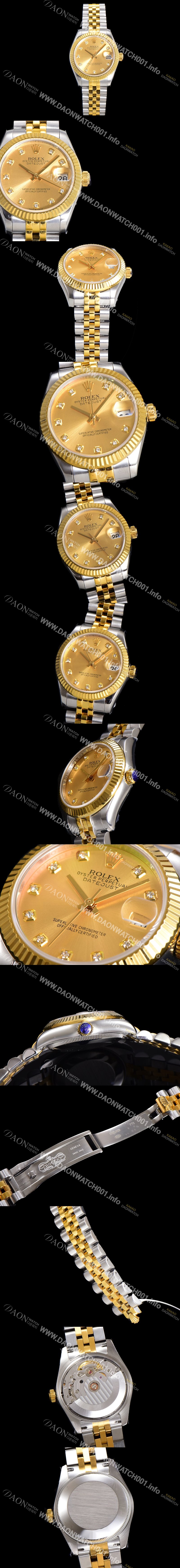 미러급 로렉스 여성용 데이져스트 오이스터 31mm 레이디 오토매틱  18K 옐루골드 투톤콤비 5열 브레이슬릿 메탈줄 골드다이얼 rol25367 Ⅳ