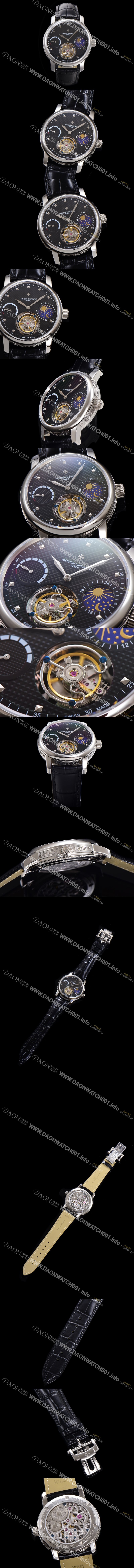 미러급 바쉐런콘스탄틴 남성용 트레디셔널 투어빌론 오토매틱 문페이즈 44mm 가죽줄 블랙다이얼 vac05214 Ⅳ