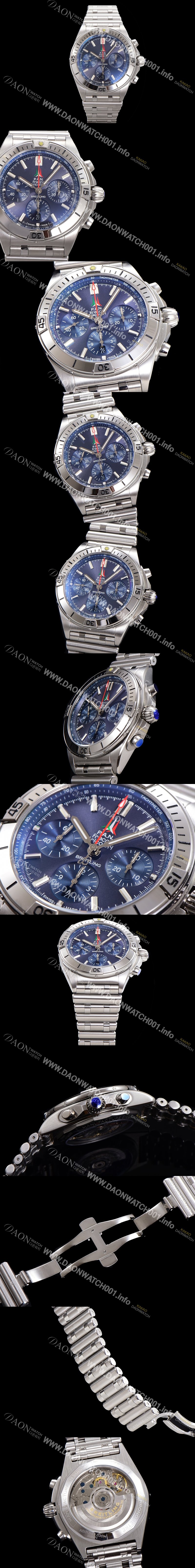 미러급 브라이틀링 남성용 크로노맷 B01 오토매틱 ETA7750-2 타입 42mm 메탈줄 블루다이얼 bre01957 Ⅳ