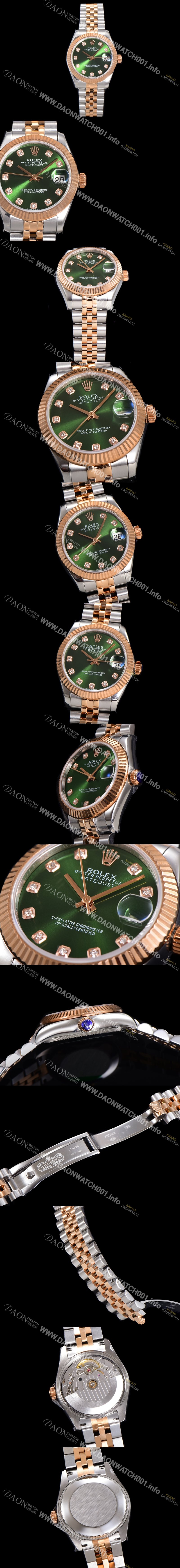 미러급 로렉스 여성용 데이져스트 오이스터 31mm 레이디 오토매틱  18K 로즈골드 투톤콤비 5열 브레이슬릿 메탈줄 화이트 블루다이얼 rol27368 Ⅳ