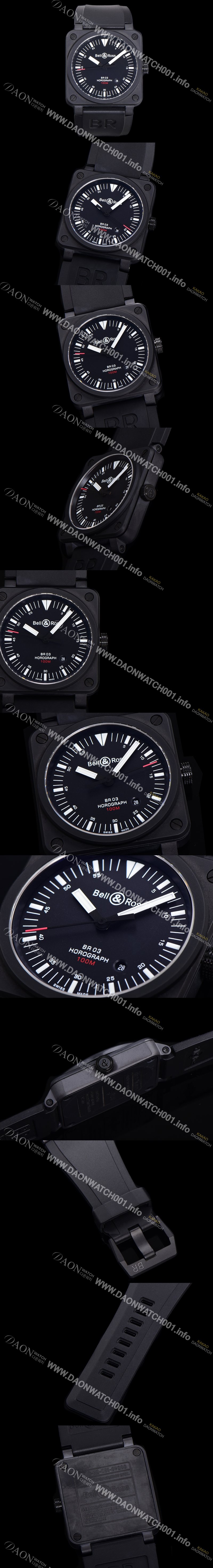 미러급 벨엔로즈 남성용 BR03-92 다이버 세라믹 오토매틱 9015 타입 42mm 우레탄줄 블랙 다이얼 bel80302 Ⅳ