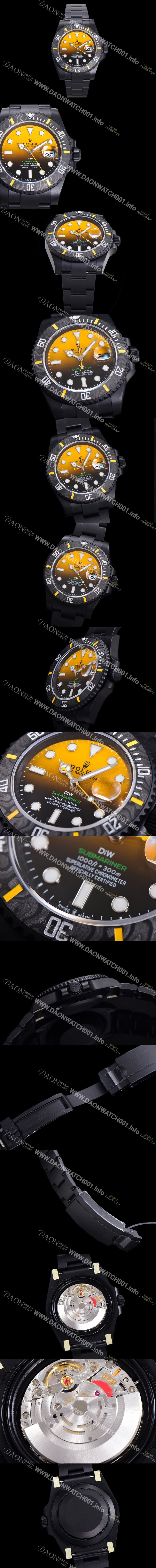 미러급 로렉스 남성용 904L스틸!! 서브마리너 40mm 카본베젤 오토매틱 Cal.3135 옐로우 블랙 콜라보 다이얼 rol49211 Ⅳ