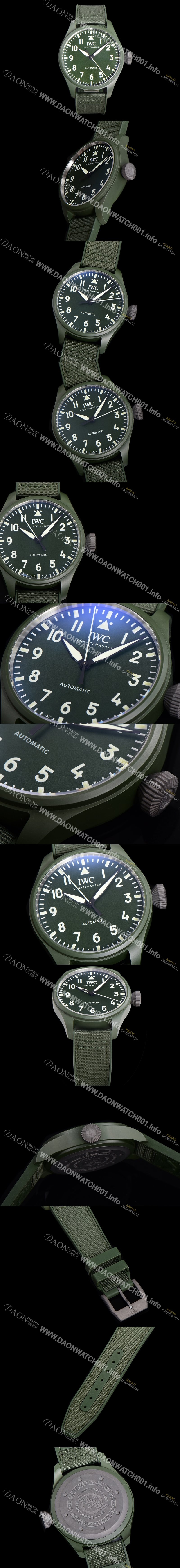 미러급 아이더블유씨 남성용 파일럿 IW329802 오토매틱 43.8mm 세라믹 재질 나토천/러버 믹스 그린 다이얼 iwc29052 Ⅳ