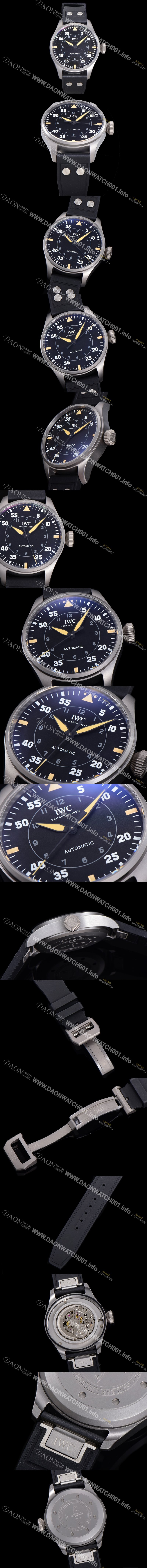 미러급 아이더블유씨 남성용 빅 파일럿 워치 IW329701 티타늄 43mm 오토매틱 9015 타입 러버스트랩 블랙다이얼 iwc39267 Ⅳ