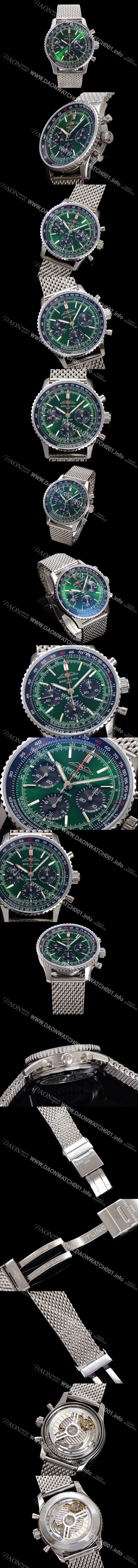 미러급 브라이틀링 남성용 네비타이머 AB0137241L1A1 크로노그래프 ETA7750-2 타입 오토매틱 43mm 그린 다이얼 bre6000 Ⅳ