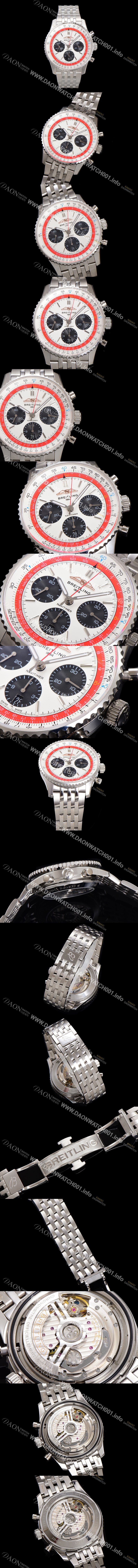 미러급 브라이틀링 남성용 네비타이머 AB01383B1G1A1 크로노그래프 ETA7750-2 타입 오토매틱 43mm 메탈줄 화이트 다이얼 bre6004 Ⅳ
