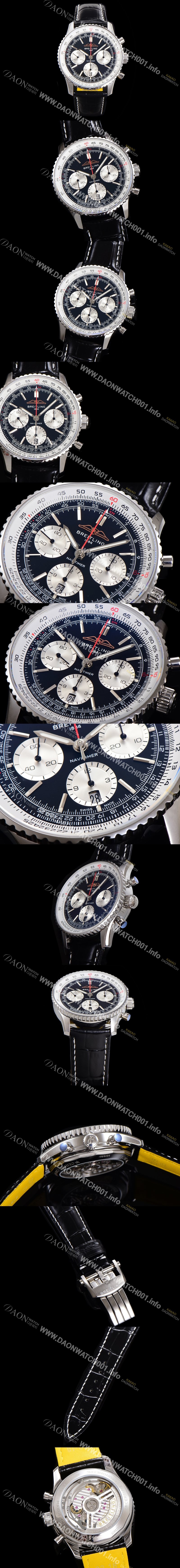 미러급 브라이틀링 남성용 네비타이머 AB0138211B1P1 크로노그래프 ETA7750-2 타입 오토매틱 43mm 가죽줄 블랙 다이얼 bre5996 Ⅳ