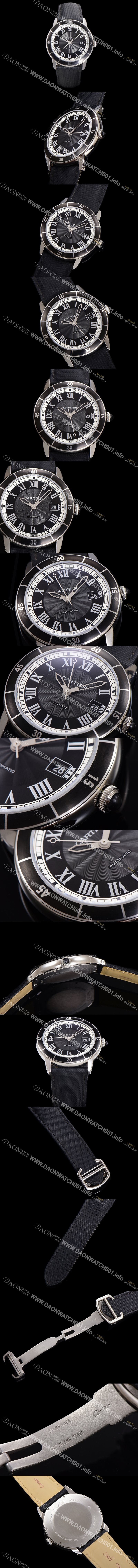 미러급 까르띠에 롱드 끄로아지에 WSRN0003 오토매틱 ETA2824-2 42mm 남성용시계 나토천스트랩 블랙 다이얼 car69311 Ⅳ