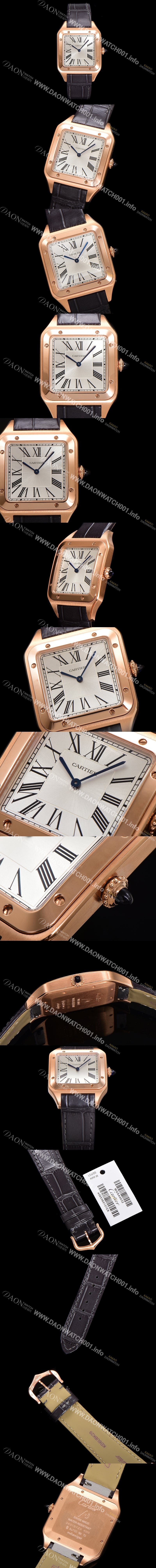 미러급 까르띠에 남성용 산토스 WSSA0022 쿼츠 46.6mm L 사이즈 쿼츠 18K 로즈골드 화이트 다이얼 car69322 Ⅳ