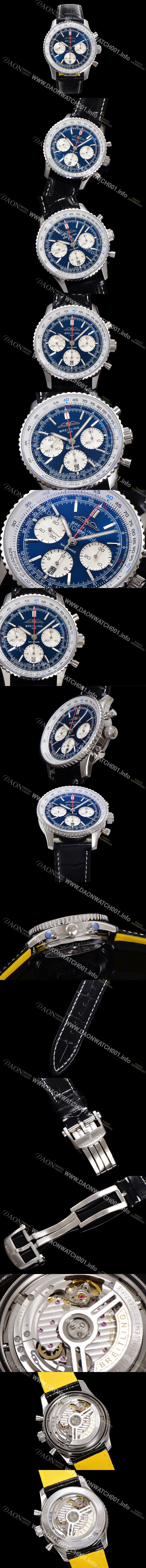 미러급 브라이틀링 남성용 네비타이머 AB0139631C1P1 크로노그래프 ETA7750-2 타입 오토매틱 43mm 가죽줄 블루 다이얼 bre5998 Ⅳ