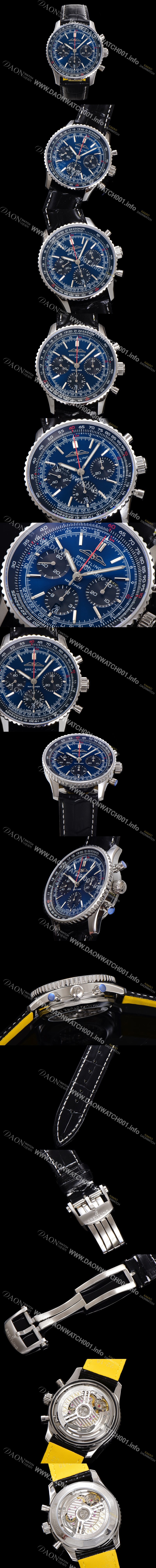 미러급 브라이틀링 남성용 네비타이머 AB0139241C1P1 크로노그래프 ETA7750-2 타입 오토매틱 43mm 가죽줄 블루 다이얼 bre5999 Ⅳ