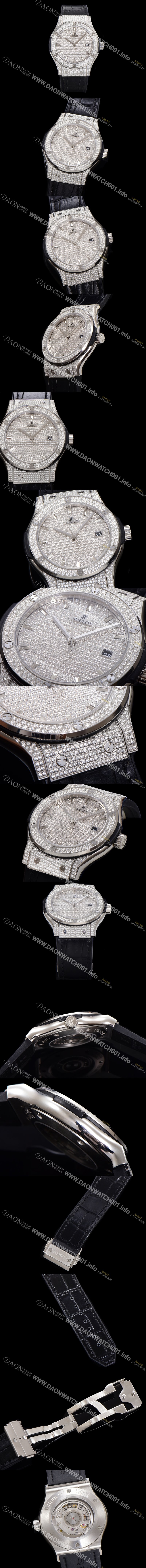 미러급 휴블렛 남성용 클래식 퓨전 565.NX.9010.LR.1704 다이아몬드 셋팅 큐빅/보석 다이얼 42미리 오토매틱 2892 타입 가죽/우레탄 믹스밴드 hub2126 Ⅳ