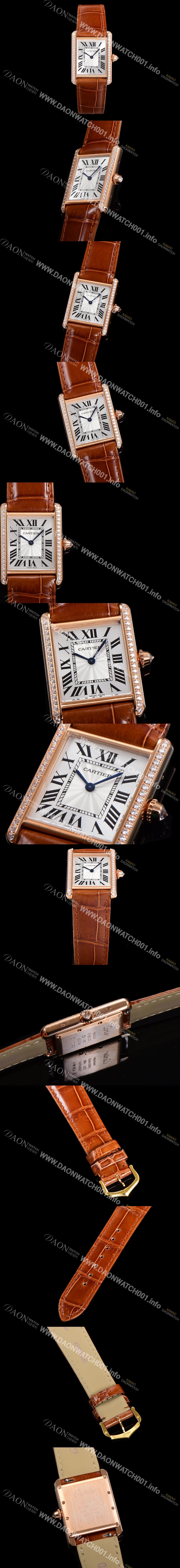 미러급 까르띠에 여성용 신상 탱크 WJTA0038 큐빅베젤 실버 다이얼 33.7mm 로즈골드 악어가죽 쿼츠 무브먼트 car69357 Ⅳ