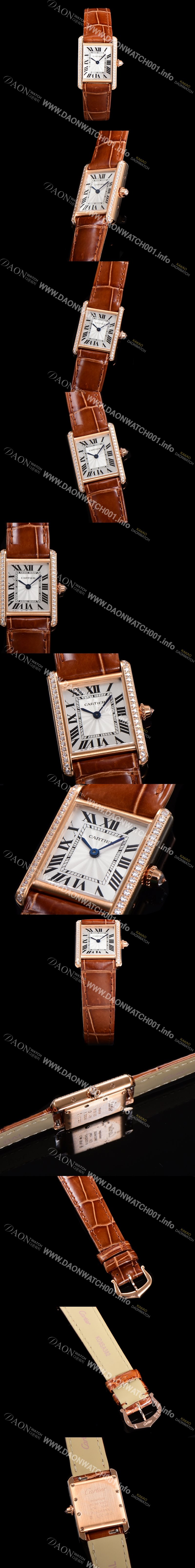 미러급 까르띠에 여성용 신상 탱크 WJTA0037 큐빅베젤 실버 다이얼 29mm 로즈골드 악어가죽 쿼츠 무브먼트 car69358 Ⅳ