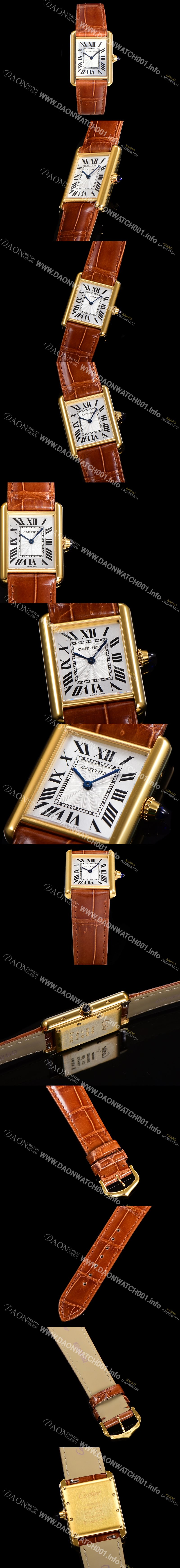 미러급 까르띠에 여성용 신상 탱크 W1529756 실버 다이얼 33.7mm 옐로우골드 악어가죽 쿼츠 무브먼트 car69359 Ⅳ