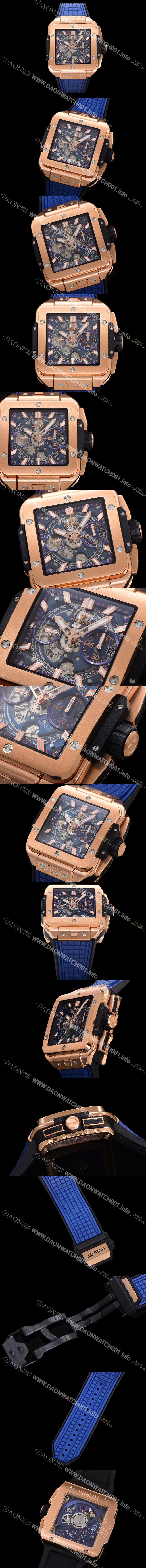 미러급 휴블렛 남성용 스퀘어 뱅 유니코 821.OX.5180.RX 스켈레톤 다이얼 티타늄 에디션 18K 로즈골드 42미리 오토매틱 무브먼트 우레탄 러버밴드 hub2132 Ⅳ