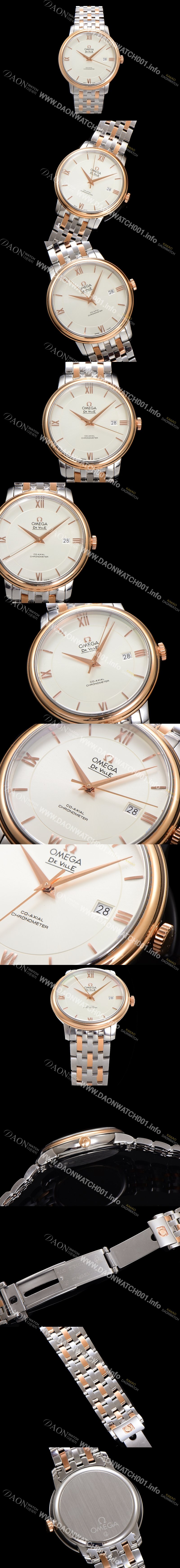 미러급 오메가 남성용 드빌 프레스티지 424.20.37.20.02.002 오토매틱 Cal.8800타입 39.5mm 18K 로즈골드 메탈줄 화이트 다이얼 omg20200 Ⅳ