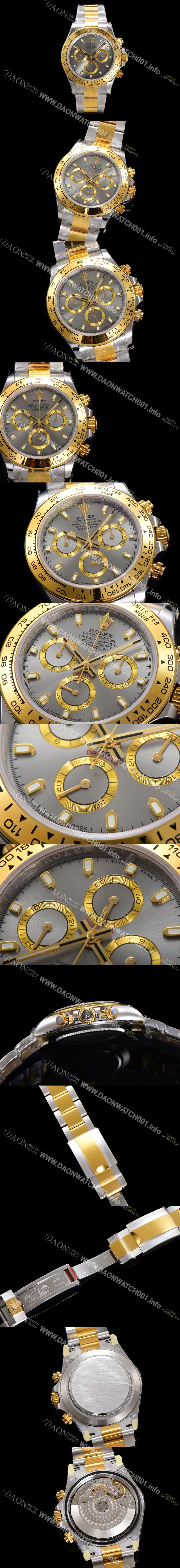 미러급 로렉스 남성용 코스모그래프 데이토나 116503 18K 옐로우골드 40mm 크로노그래프 7750 오토매틱 무브먼트 그레이 다이얼 rol5332 Ⅳ