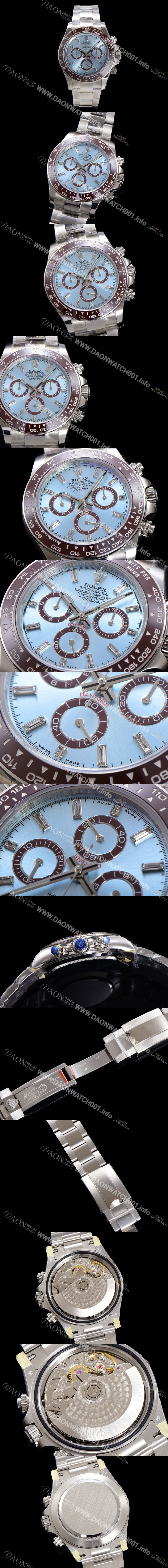 미러급 로렉스 남성용 코스모그래프 데이토나 플래티넘 m126506-0002 세라믹 베젤 40mm 크로노그래프 7750 오토매틱 무브먼트 바게트 아이스 블루 다이얼 rol5321 Ⅳ
