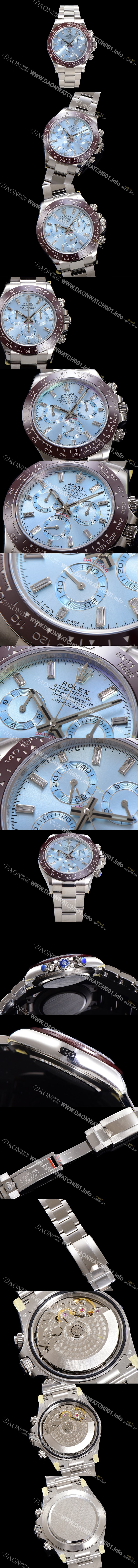 미러급 로렉스 남성용 코스모그래프 데이토나 플래티넘 m116506-0002 세라믹 베젤 40mm 크로노그래프 7750 오토매틱 무브먼트 아이스 블루 다이얼 rol5322 Ⅳ