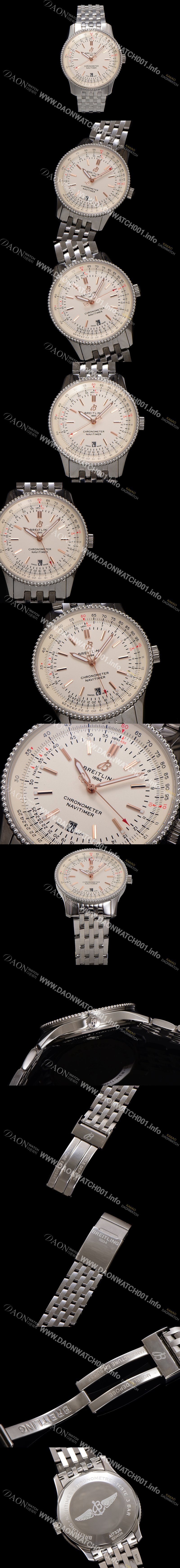 미러급 브라이틀링 남성용 네비타이머 A17326211G1A1 크로노그래프 오토매틱 2824 타입 41mm 메탈줄 화이트 다이얼 bre6031 Ⅳ