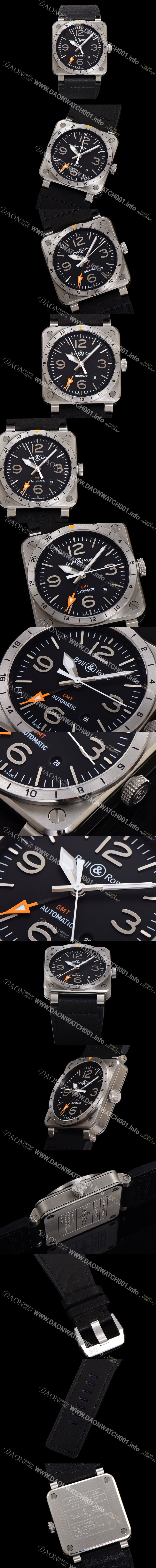 미러급 벨엔로즈 남성용 인스트루먼트03 BR0393-GMT-STSCA 오토매틱 2836-타입 42mm 우레탄줄 블랙 다이얼 bel4116 Ⅳ