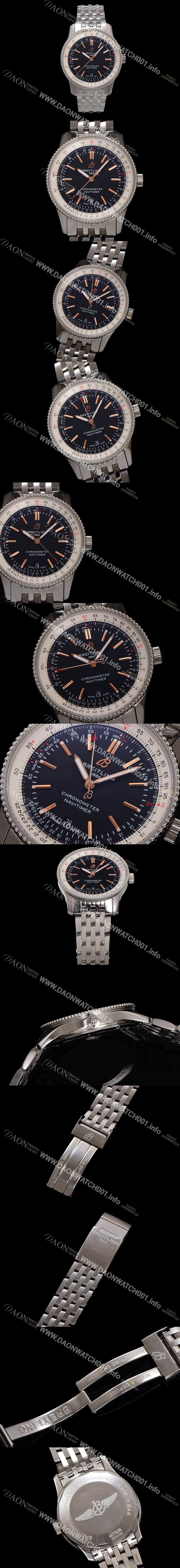 미러급 브라이틀링 남성용 네비타이머 A17326241B1A1 크로노그래프 오토매틱 2824 타입 41mm 메탈줄 블랙 다이얼 bre6032 Ⅳ