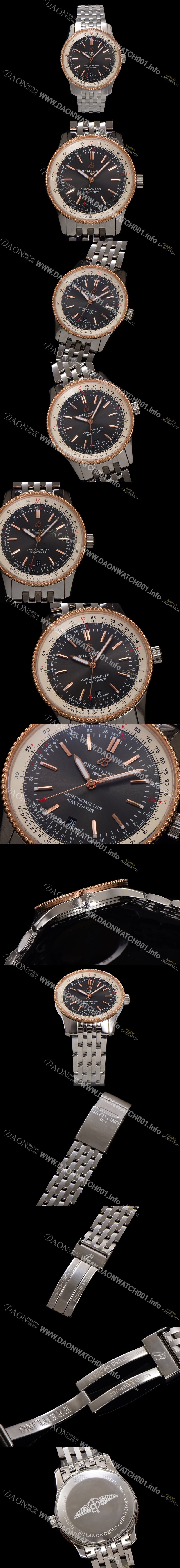 미러급 브라이틀링 남성용 네비타이머 U17326211M1A1 크로노그래프 오토매틱 2824 타입 41mm 메탈줄 그레이 다이얼 bre6035 Ⅳ