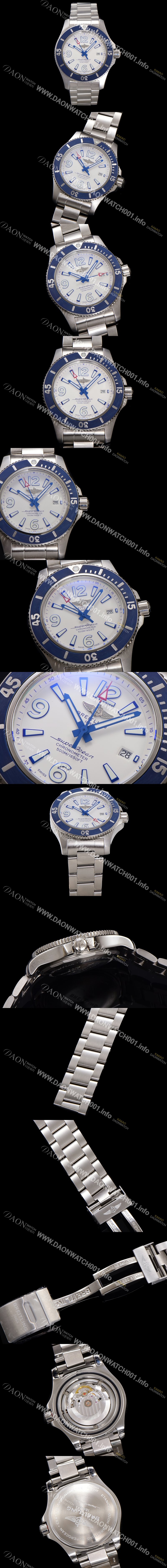 미러급 브라이틀링 남성용 슈퍼오션 A17366D81A1S1 오토매틱 2824타입 42mm 메탈줄 화이트 다이얼 bre6045 Ⅳ