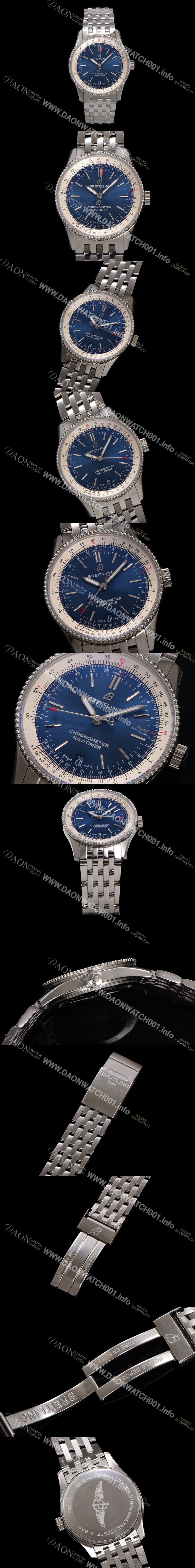 미러급 브라이틀링 남성용 네비타이머 A17325211C1A1 크로노그래프 오토매틱 2824타입 38mm 메탈줄 블루 다이얼 bre6025 Ⅳ