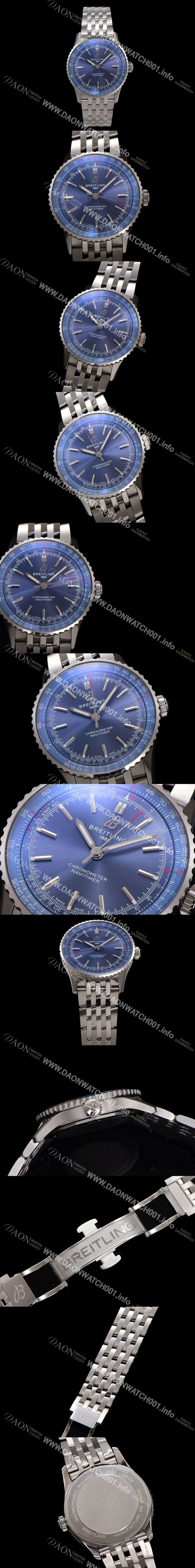 미러급 브라이틀링 남성용 네비타이머 A17329161C1A1 크로노그래프 오토매틱 2824 타입 41mm 메탈줄 블루 다이얼 bre6036 Ⅳ