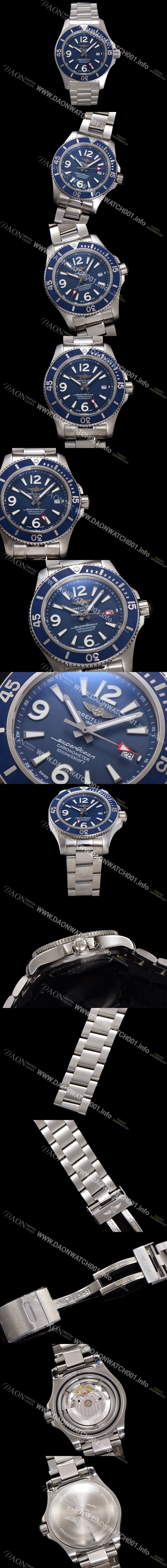 미러급 브라이틀링 남성용 슈퍼오션 A17366D81C1S2 오토매틱 2824타입 42mm 메탈줄 블루 다이얼 bre6046 Ⅳ