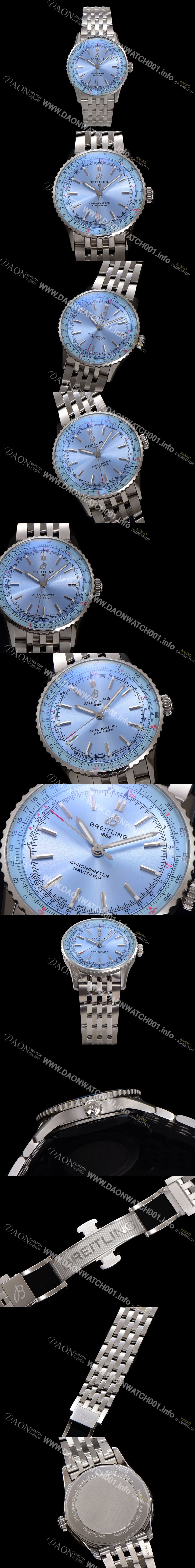 미러급 브라이틀링 남성용 네비타이머 A17329171C1A1 크로노그래프 오토매틱 2824 타입 41mm 메탈줄 아이스 블루 다이얼 bre6037 Ⅳ