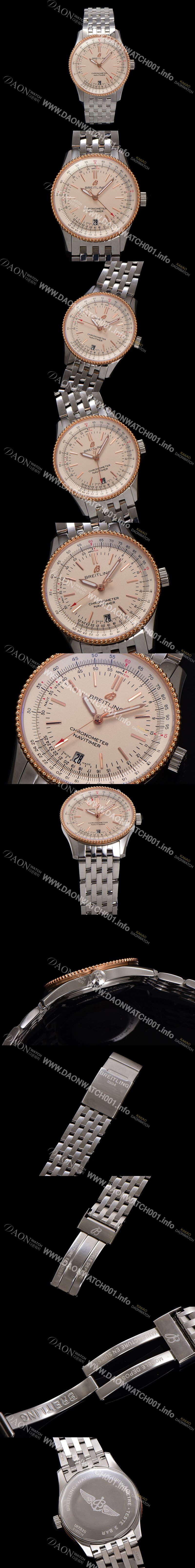 미러급 브라이틀링 남성용 네비타이머 U17325211G1A1 크로노그래프 오토매틱 2824타입 38mm 메탈줄 화이트 다이얼 bre6027 Ⅳ